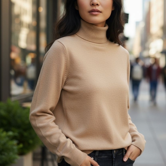 Vintage Sweaters - Vintage Wool Puff Shoulder Turtle neck sweater. Size small